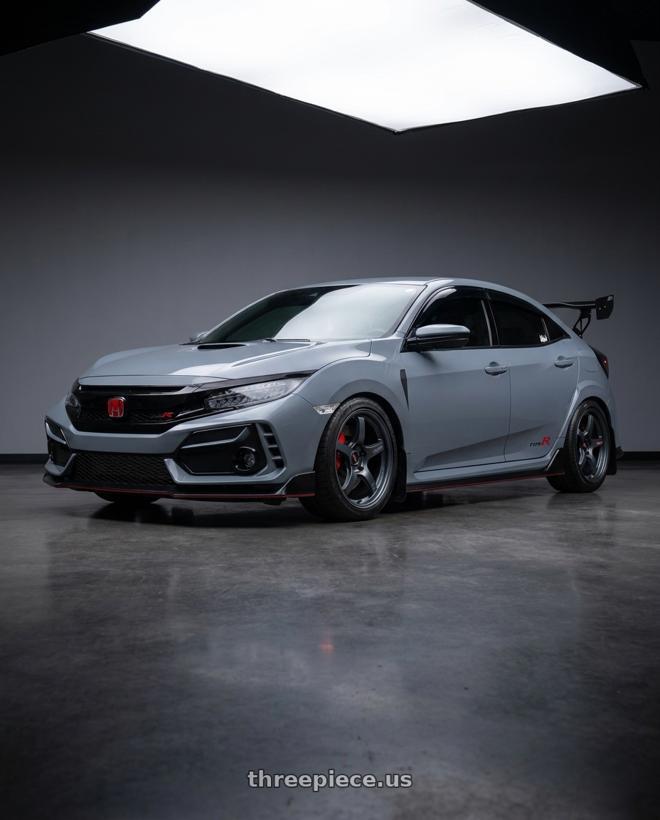 2021 Honda Civic Sports hatchback with Gram Lights 57CR 5x114.3 18x8.5+37 Gunblue II wheels