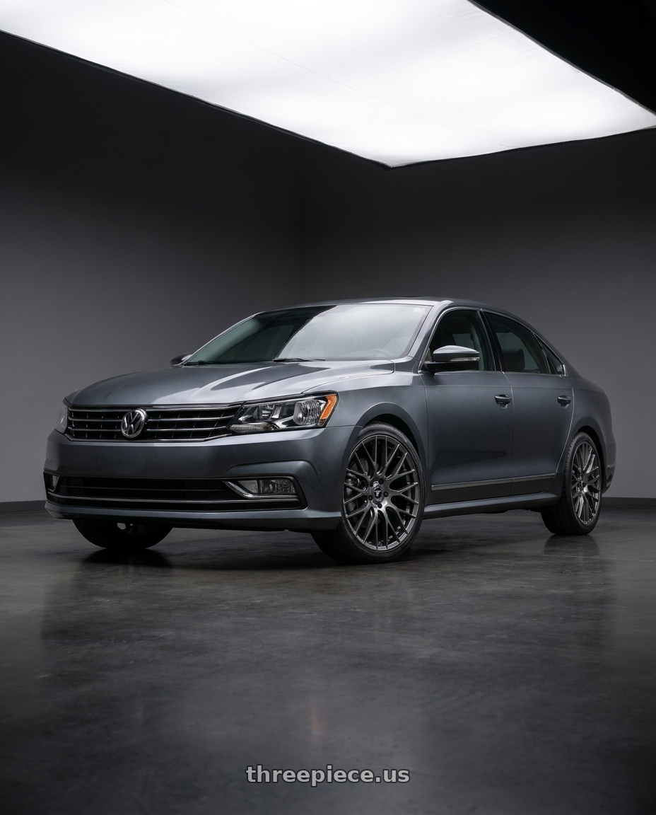 2017 Volkswagen Passat SE with Fittipaldi 360G 5X112 20x8.5 +35 Gloss Graphit wheels front three quarter view stock stance