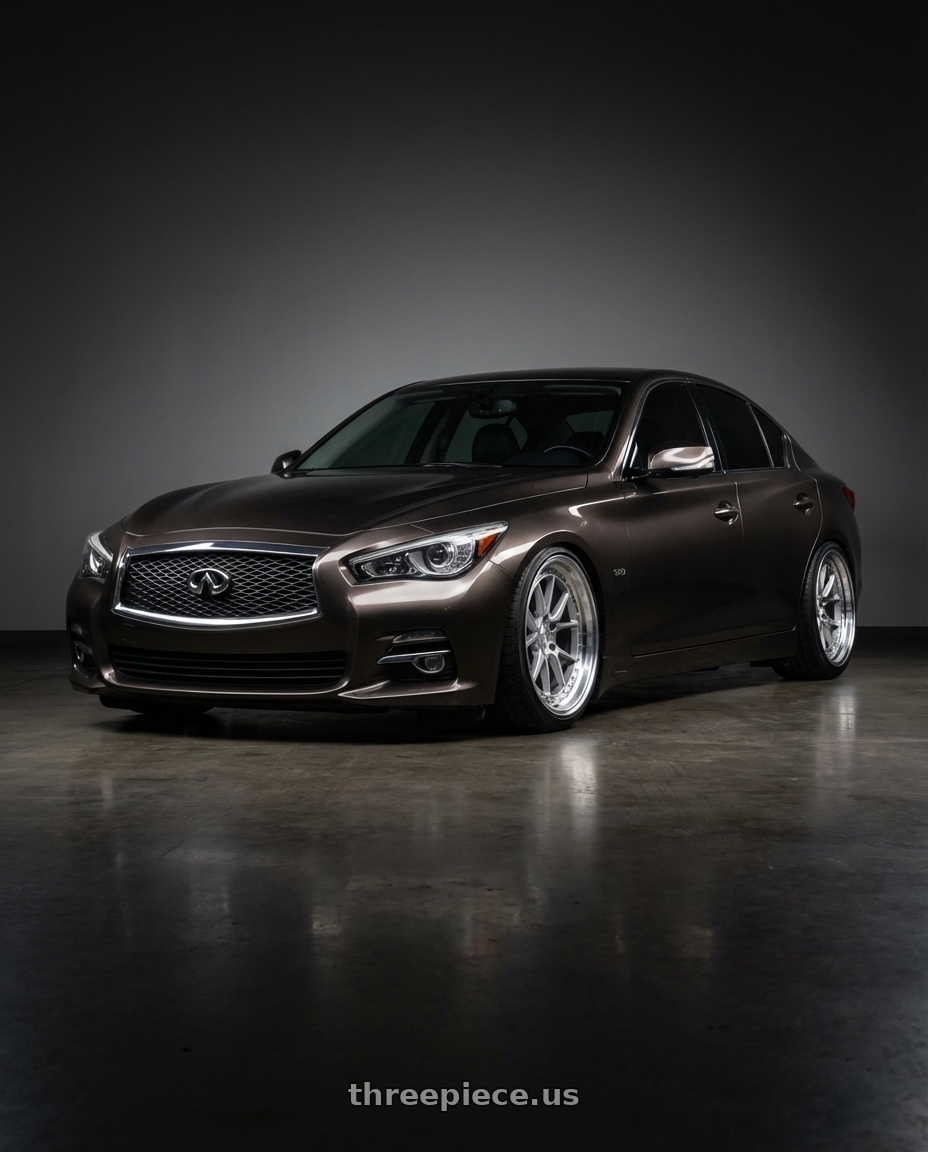 2014 Infiniti q50 with Aodhan DS08 5X114.3 19x9.5+15 Silver w/Machined Face wheels