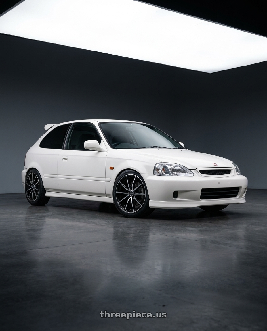 1997 Honda Civic Type R Ek9 with Enkei DRACO 5x100 18x8+45 Black Machined wheels