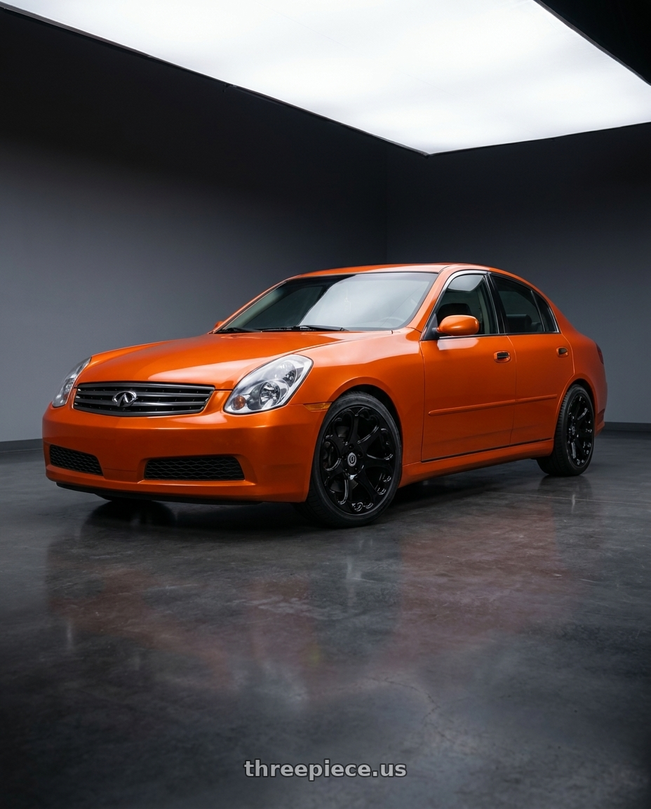 2005 Infiniti G35 Base Candy Orannge with Heritage Wheel Kokoro MonoC 5x114.3 17x8.5+35 Black wheels