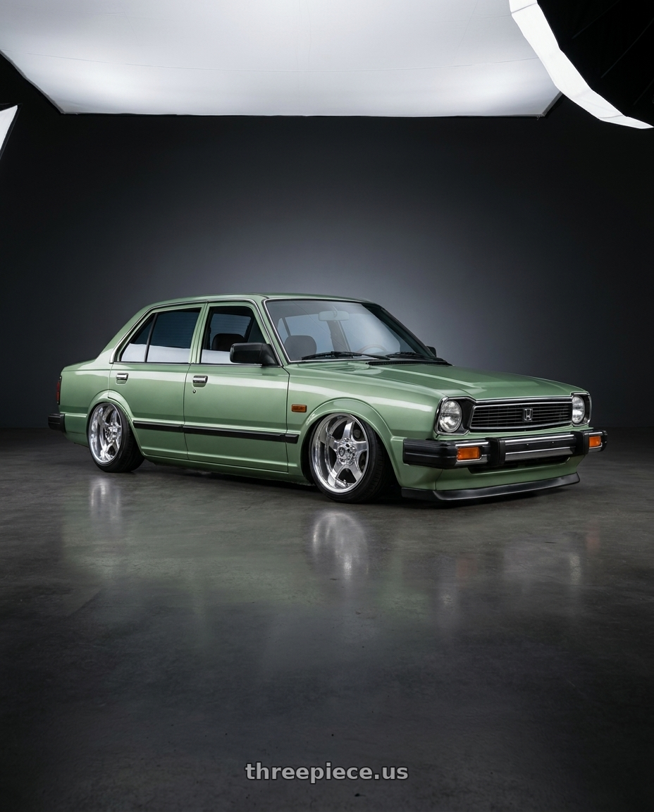 1981 Honda Civic with Fairway Alloys FA137 RALLYE 4X101.6 12X6 -20 HAND POLISHED wheels