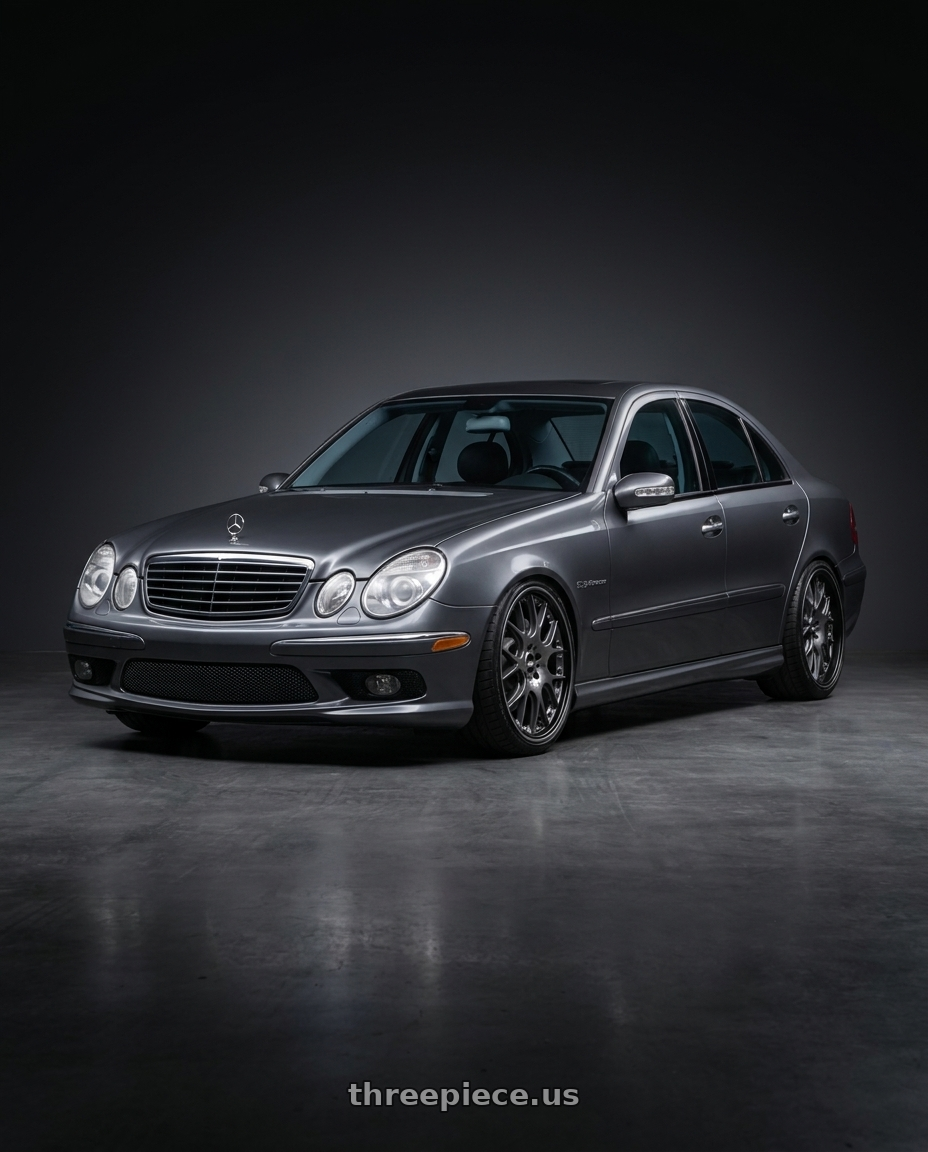 2006 Mercedes E55 AMG with BBS CH-RII 5x120 21x10 +38 Satin Platinum Center Black Lip SS Rim Prot wheels