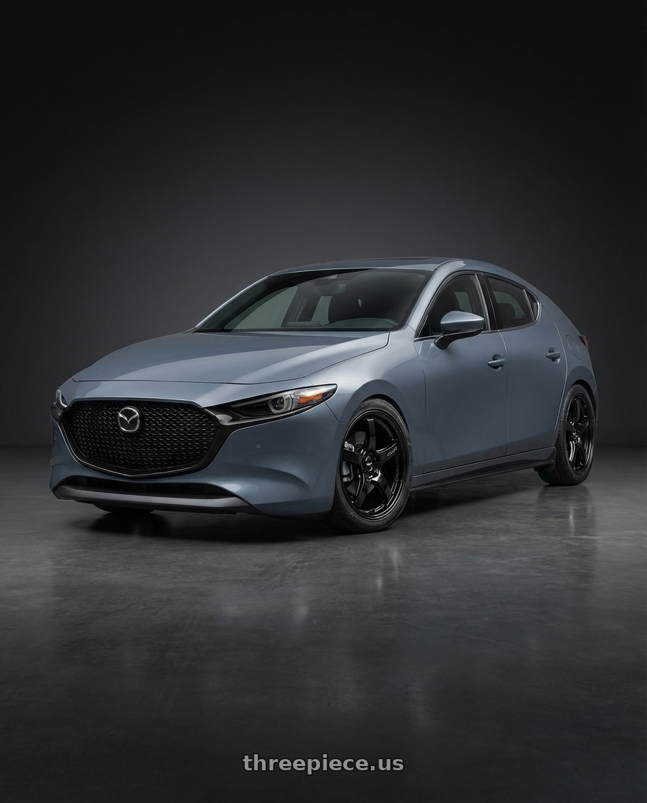 2023 Mazda Mazda3 Turbo with Gram Lights 57CR 5x114.3 18x9.5+12 Glossy Black wheels