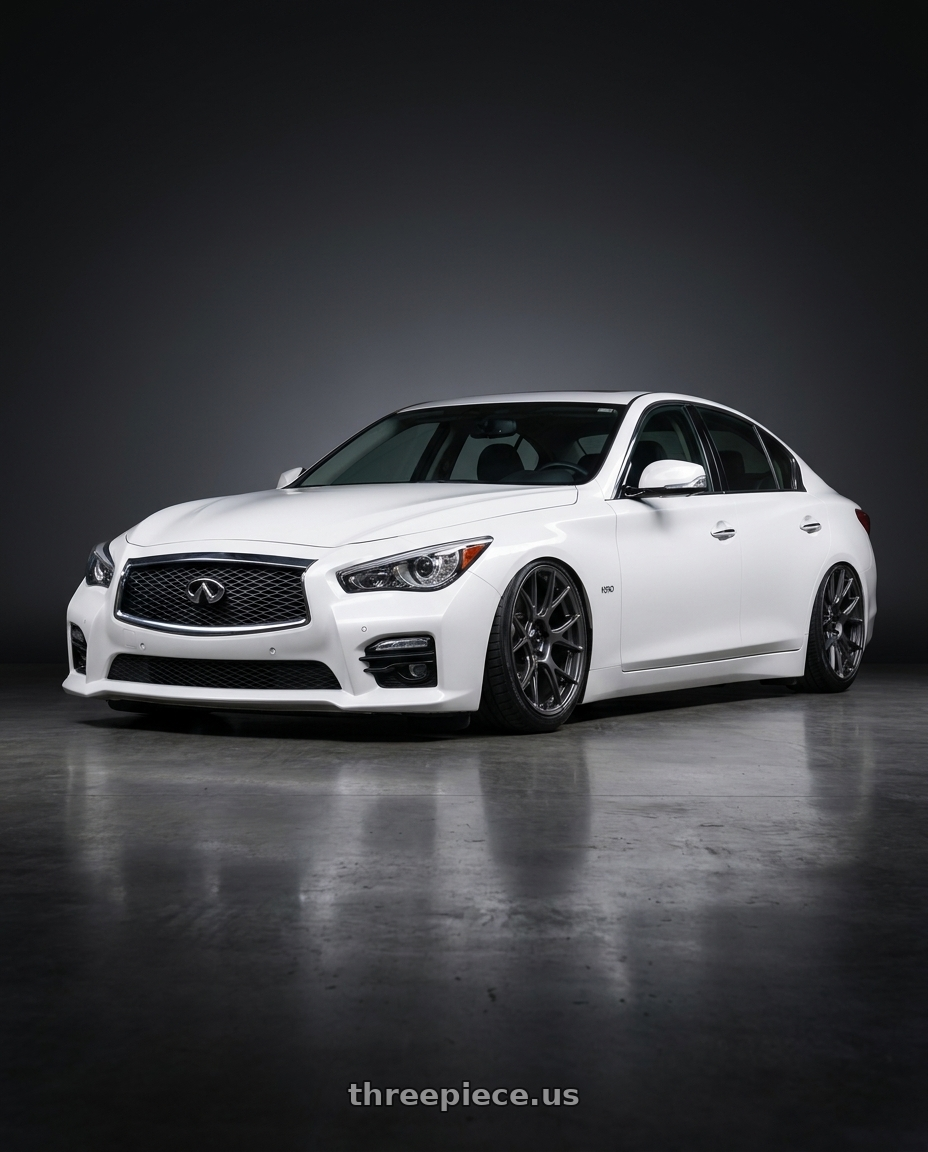 2020 Infiniti Q50 with Konig Ampliform 5x114.3 20x9.5+35 Dark Metallic Graphite wheels