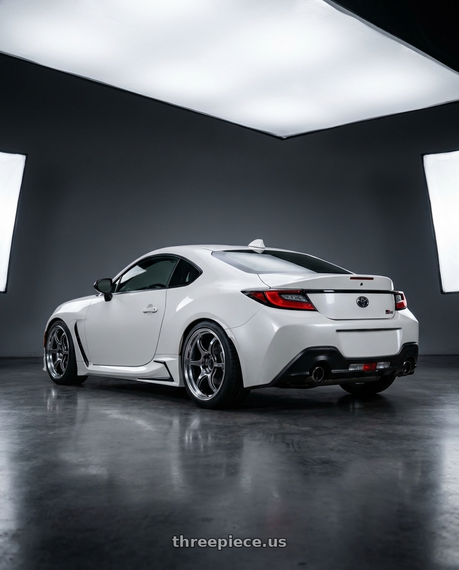 2022 Toyota GR86  with Advan Racing RG-D2 5x100 17x7.5 +38 MACHINING & RACING HYPER BLACK wheels rear three quarter view square tires