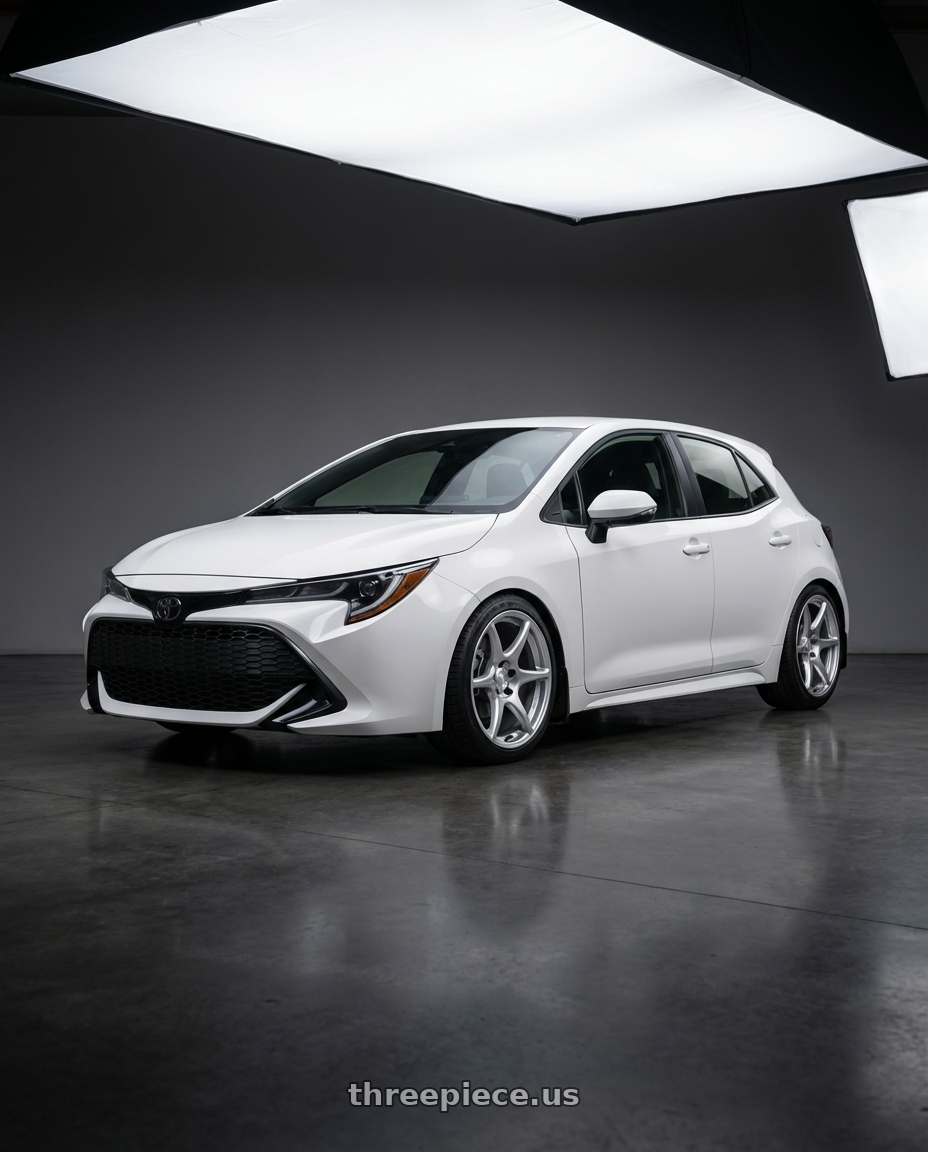 2023 Toyota Corolla Hatchback with Kansei K11S Tandem 5x114.3 18x10.5 12 Hyper Silver wheels