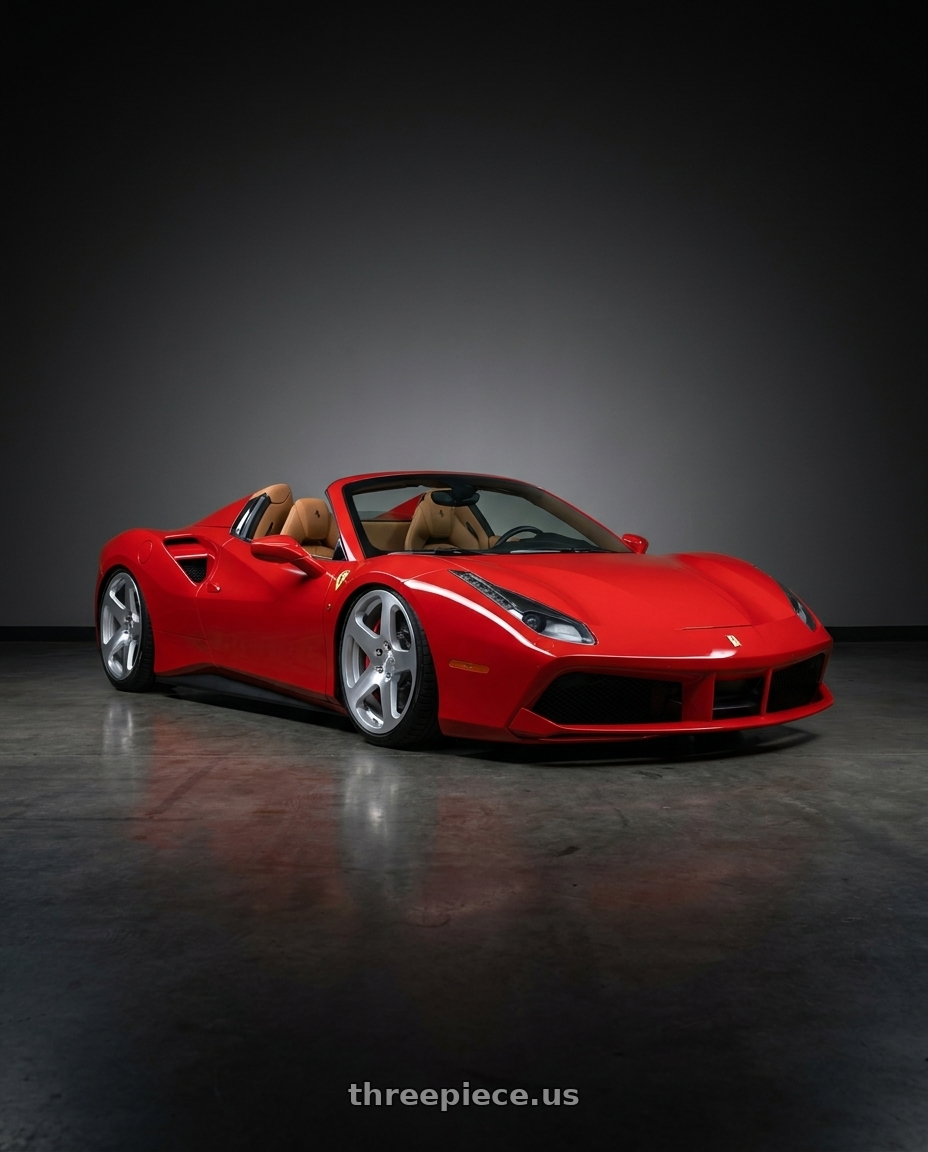 2018 488 spider with Rotiform RC200 NUE 5X120 20x8.5 +35 GLOSS SILVER W/ MACHINED FACE wheels