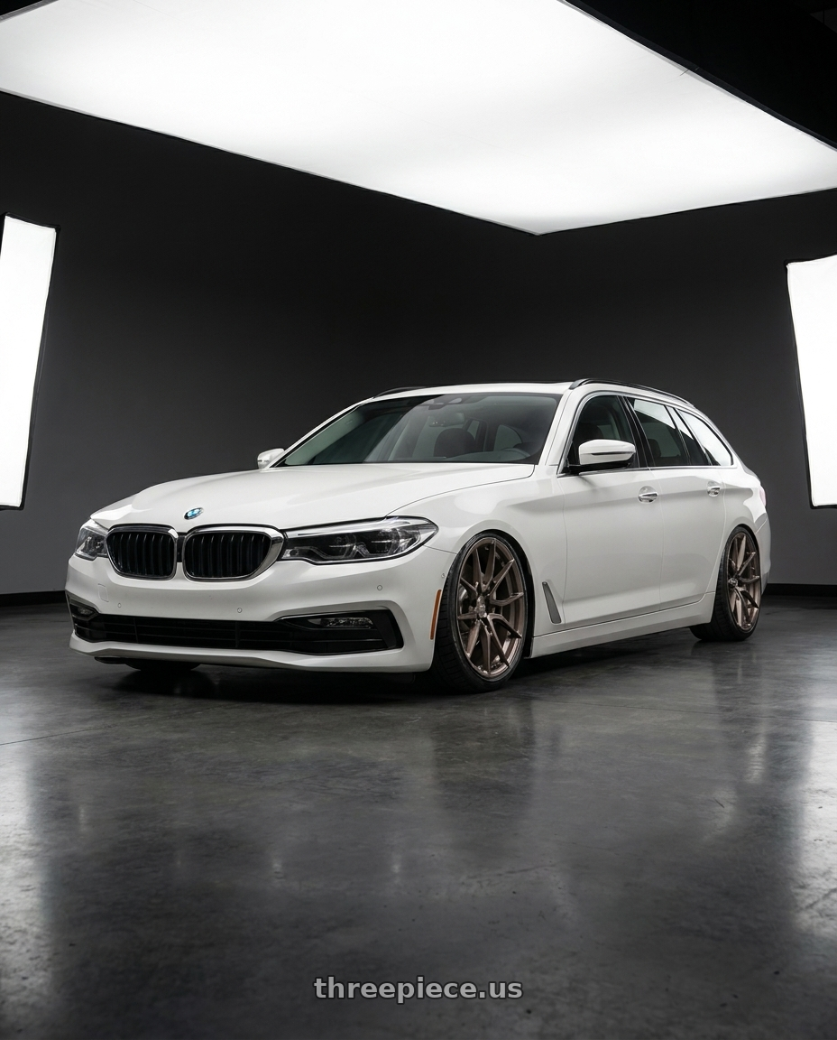 2017 Bmw 530i touring white fitted with Niche Mono T111 KANAN 5X112 20X10.5 +35 BRUSHED CANDY SMOKE $344 wheels