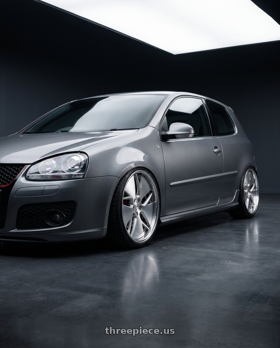 2009 VW GTI with Work Gnosis Cvd 5x114.3 19x9+45 W Disk Brush Silver Clear wheels