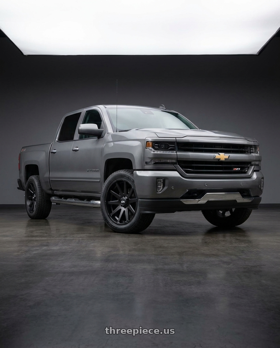 2018 Chevrolet Silverado 1500 SSV with Ion Type 143 6x139.7 20x10-19 Matte Black wheels
