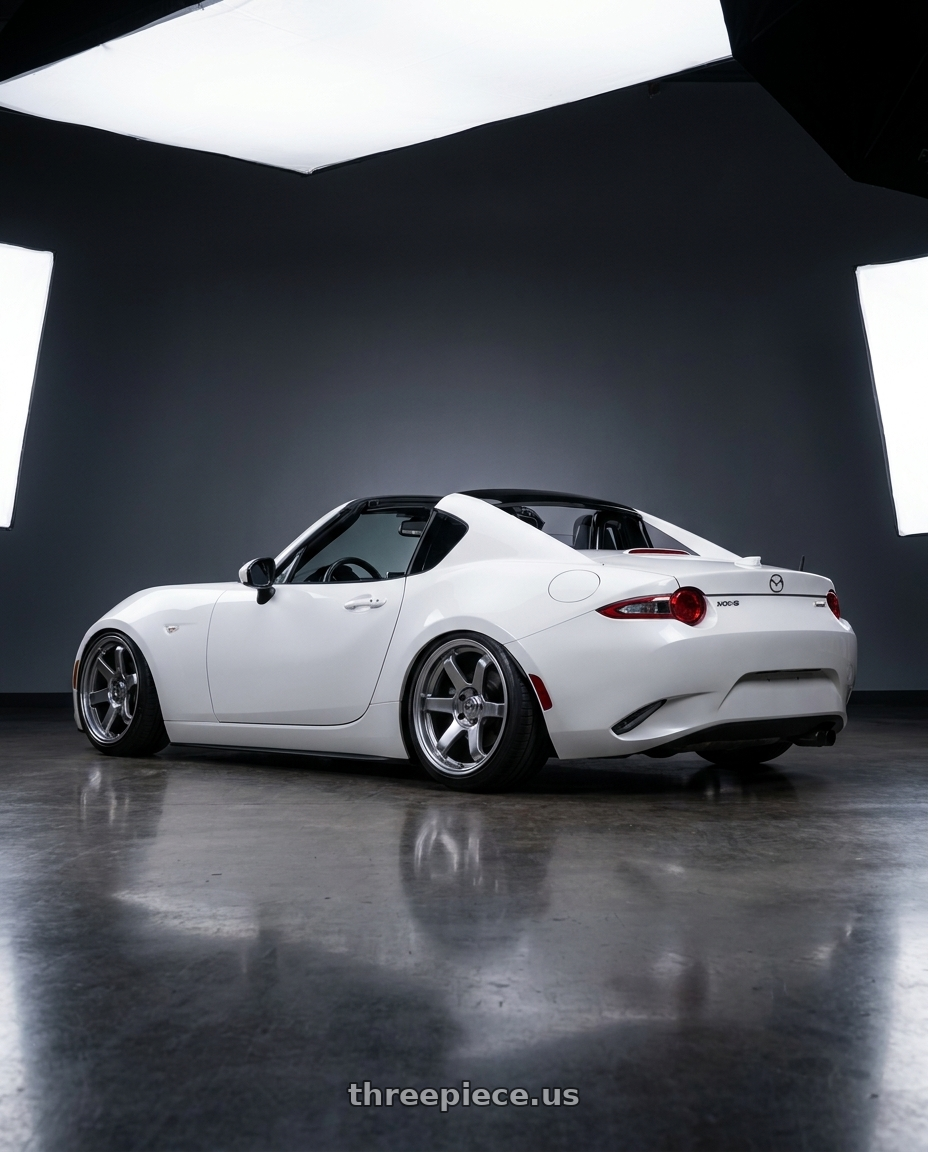 2025 MZADA MX5-RF BY itsdenny.nines with F1R F106 5x100 18x8.5 +35 Hyper Black wheels rear three quarter view slight stretch tires