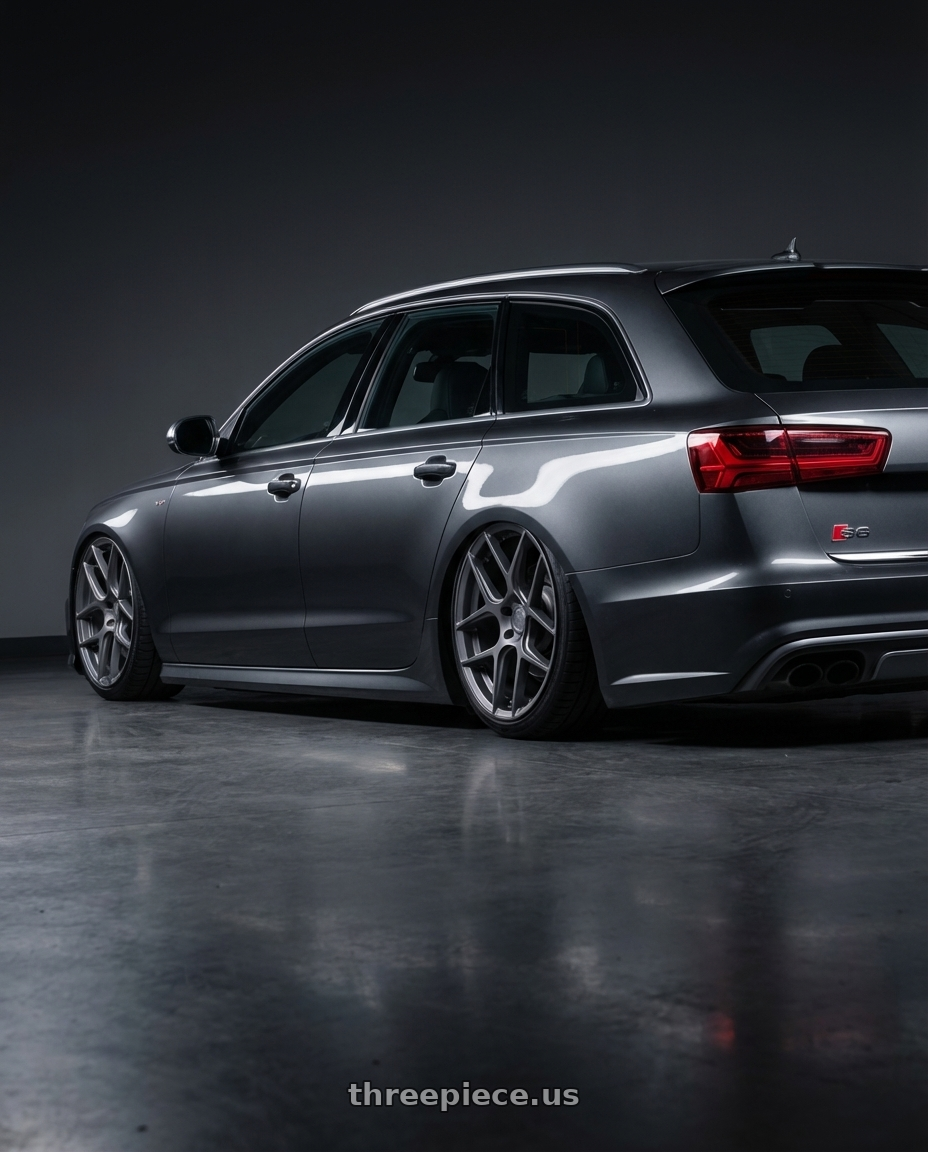 2016 Audi S6 C7 with Aodhan AFF2 5x112 20x10.5+35 Matte Gray wheels rear three quarter view slight stretch tires