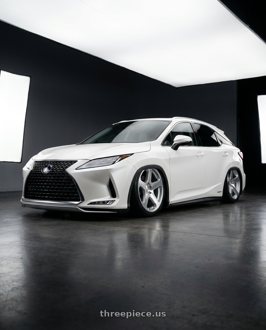 2022 Lexus rx 450hl with Rotiform RC200 NUE 5X120 20x10 +40 GLOSS SILVER W/ MACHINED FACE wheels