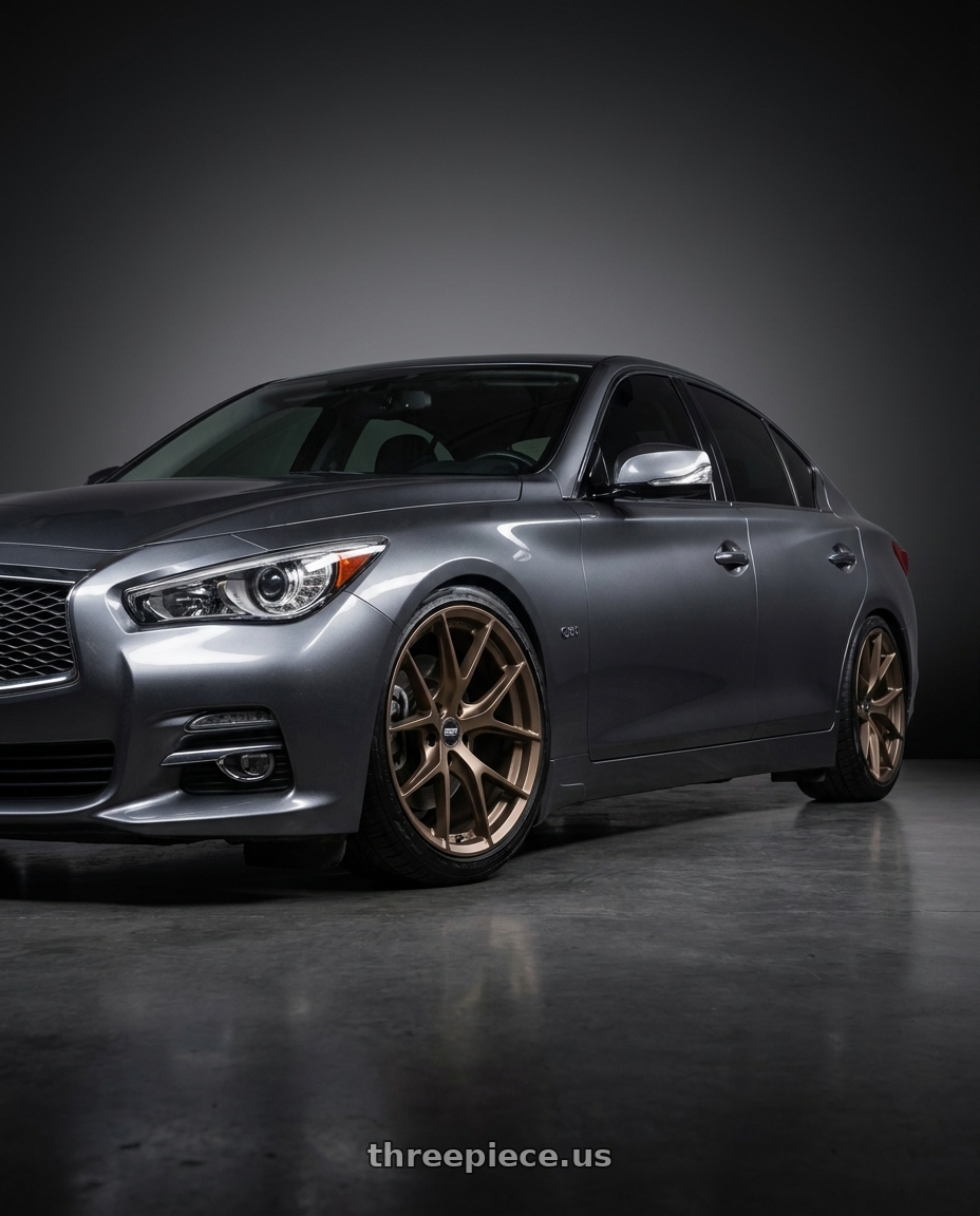 2015 Infiniti Q50 Dark Grey with ESR Wheels FORGETECH SERIES RF2 5x114.3 18x8.5 +30 Matte Bronze wheels