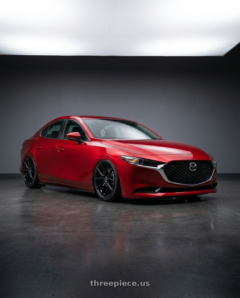 2021 Mazda3 4Door with Advanti Racing 80B Hybris 5x114.3 19x8.5 +35 Gloss Black wheels