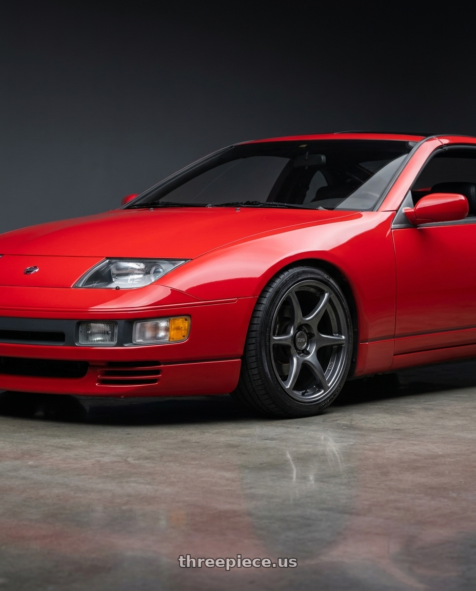 1990 Nissan 300ZX TT Red with Kansei K11G Tandem 5X100 18x9.5 22 Gunmetal wheels