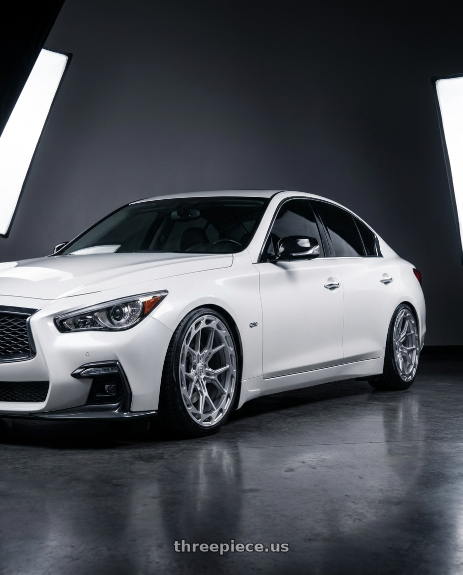 2019 Infiniti q50 red sport with Rohana RFX19 5x114.3 20x9 +35 Machine Silver wheels