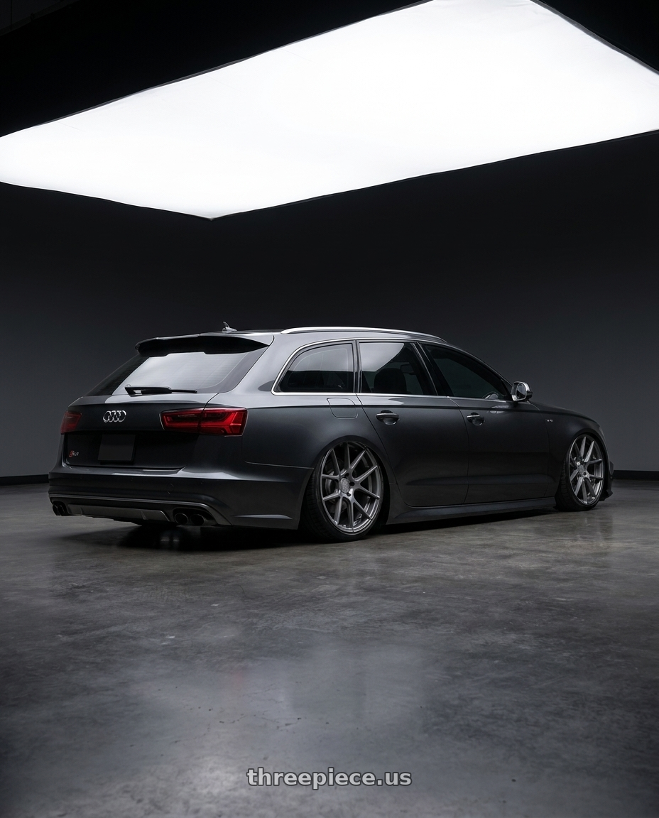 2016 Audi S6 C7 with Avant Garde Wheels M510 5X112 20x10 +25 Dolphin Grey wheels rear three quarter view slight stretch tires