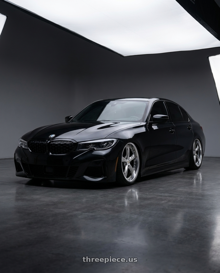 2020 BMW m340i shadowline with Work Wheels VS-KF 5x112 19x9.5+22 Brilliant Silver Black L Disk STEP RIM wheels