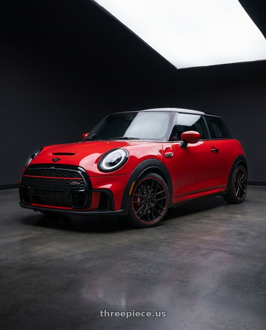2025 mini jcw with TOUREN TR60 3260 5x112/5x120 20x8.5 +40 GLOSS BLACK WITH RED RING wheels