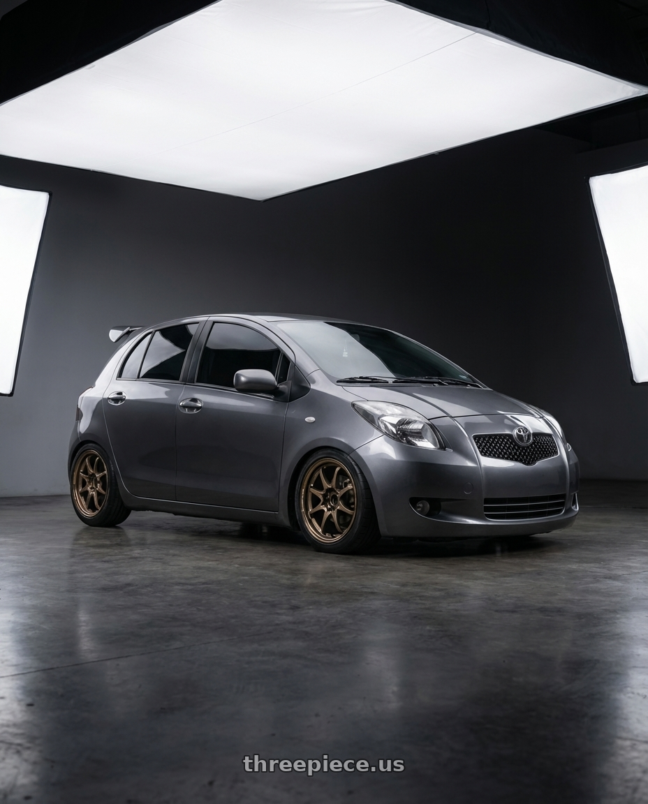 2007 toyota yaris  with Volk Racing CE28N-PLUS 5x114.3 17x7.5 +48 SHINING BRONZE METAL wheels