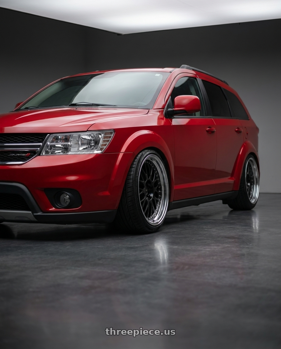 2017 Dodge Journey SXT with SSR Professor MS1 5x127 18x7.5+25 HP Disk Black wheels front three quarter view stock stance