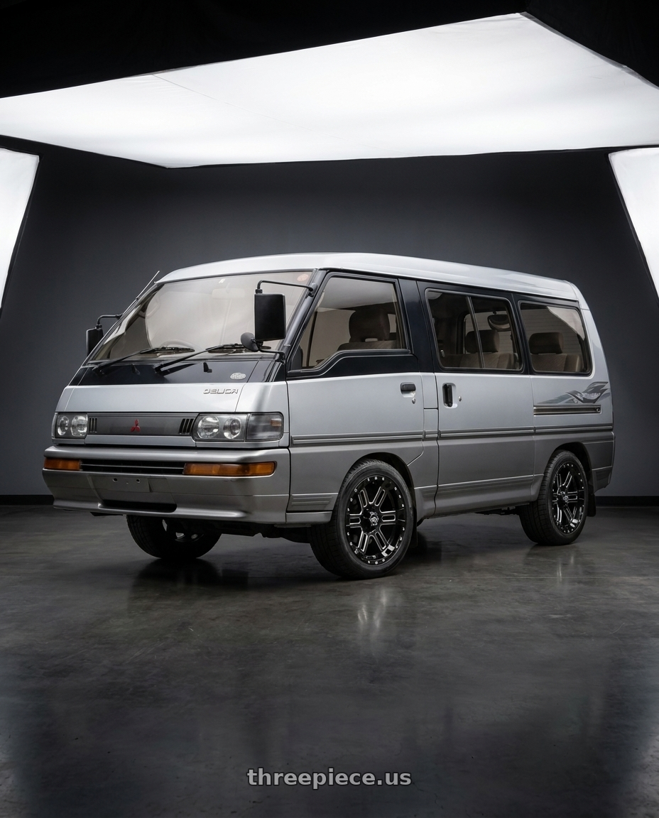 1992 Mitsubishi Delica with Enkei Commander 6x139.7 18x8.5-10 Black Machined wheels