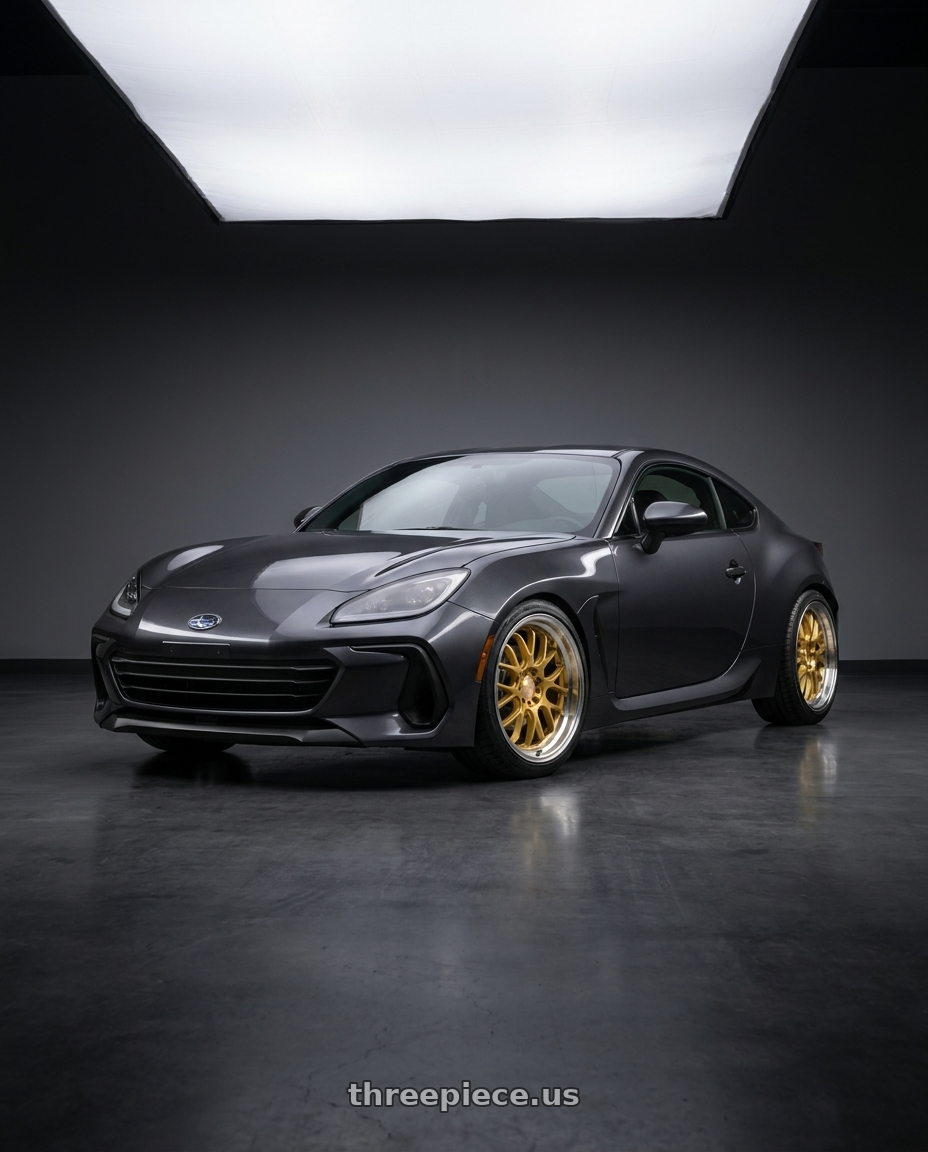 2023 Subaru BRZ premium with F1R F21 5x100/5x114.3 18x8.5 +38 Machine Gold/Polish Lip v2 wheels