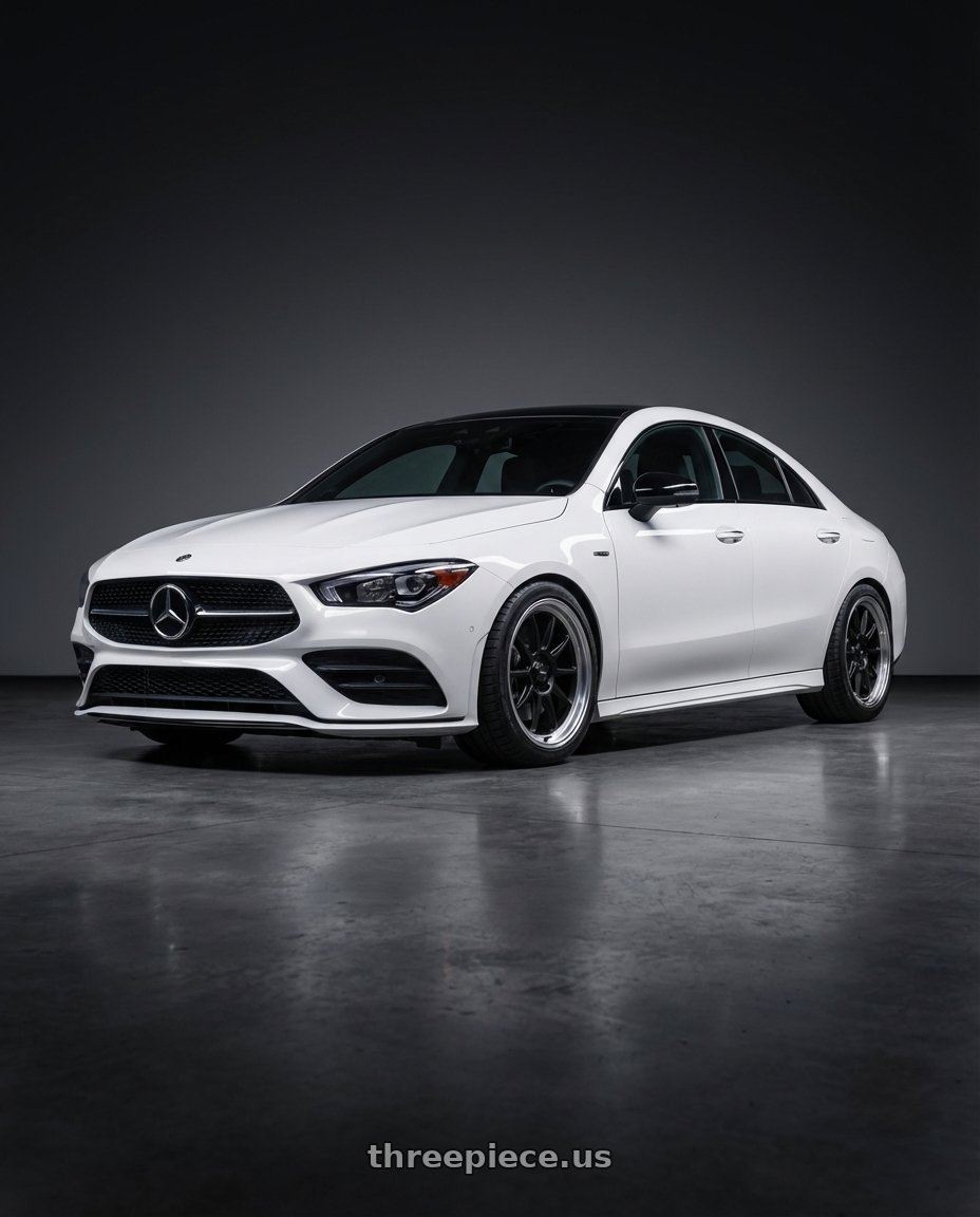 2023 Mercedes-Benz CLA C118 with Konig Countergram 5x112 19x9.5+30 Matte Black / Matte Machined Lip wheels