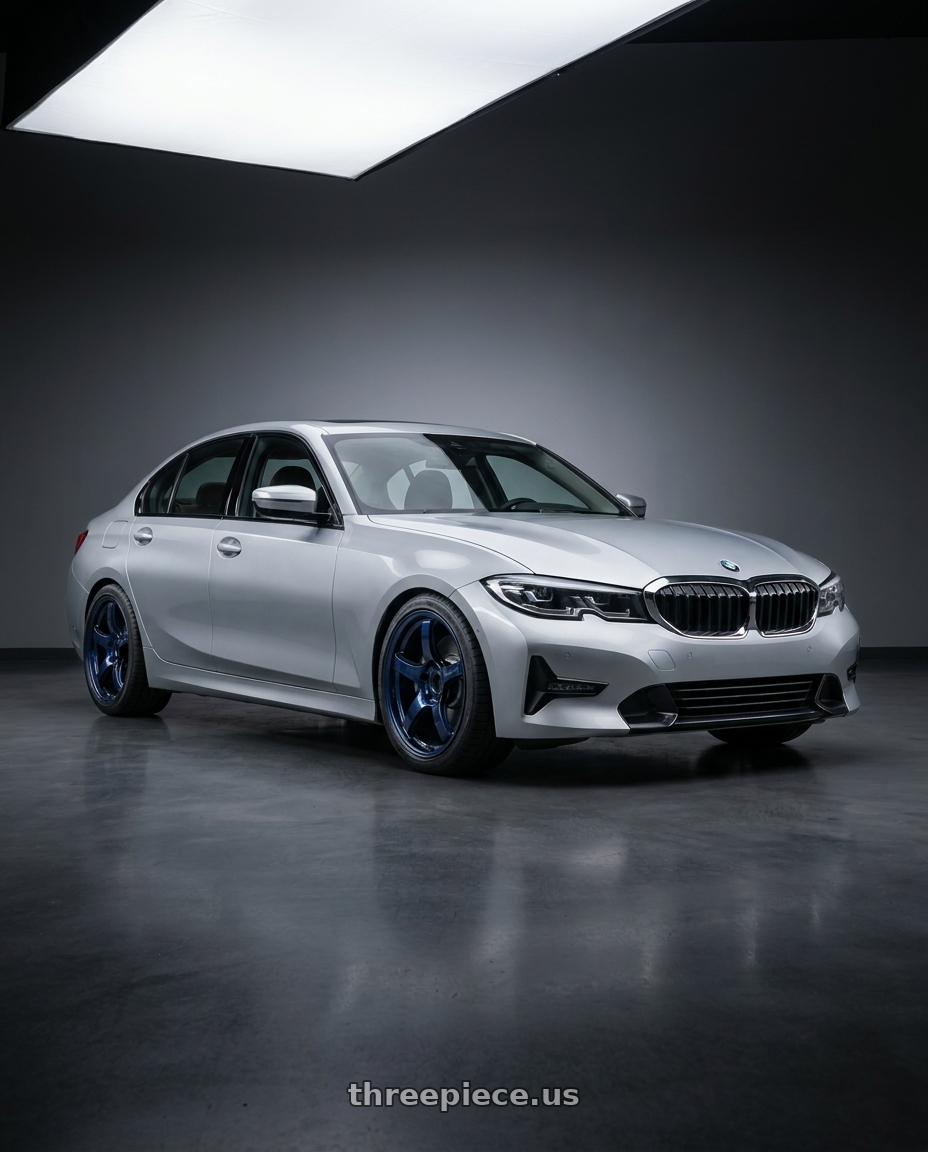 2023 BMW 3 Series G20 with Gram Lights 57CR 5x112 19x9.5 +25 ETERNAL BLUE PEARL wheels