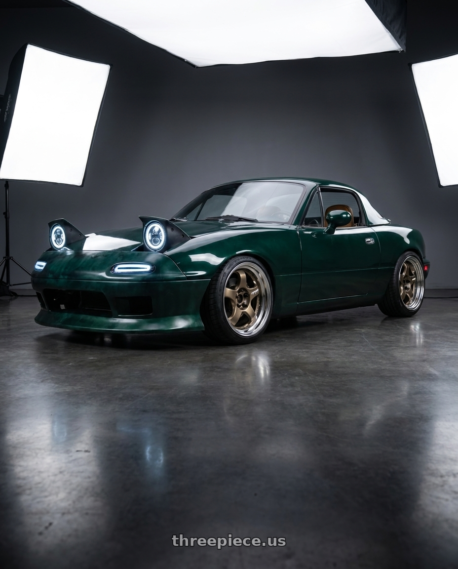 1991 mazda miata british racing with Work Meister S1 2P 4x100 15x7+38 A Disk Titanium Gold wheels