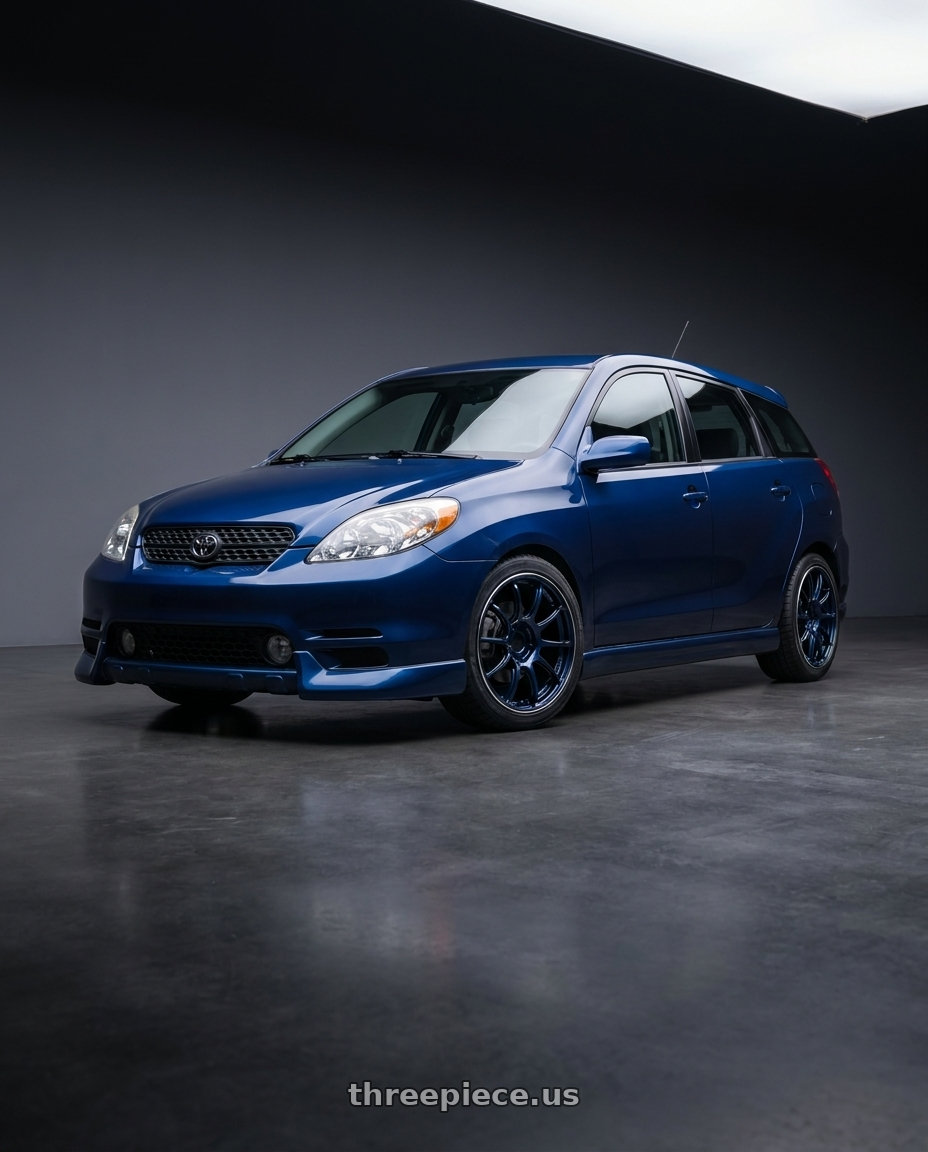 2004 Toyota Matrix with Advan RZ II 5x100 17x7.5+35 Racing Indigo Blue and Ring wheels