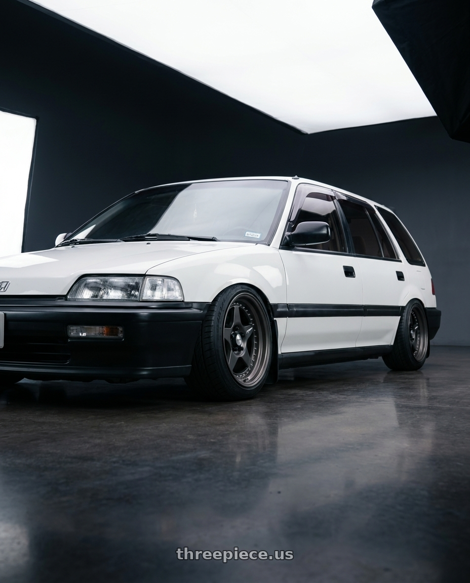 1991 Honda Civic Wagon with Work Meister Cr01 4x100 15x7+45 O Disk Matte Gunmetal wheels