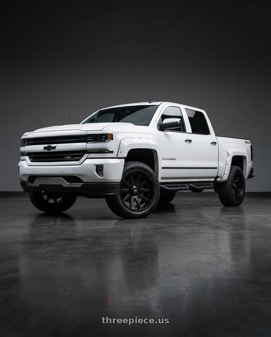 2018 Chevrolet Silverado 1500 SSV with Ion Type 143 6x139.7 20x9+0 Matte Black wheels