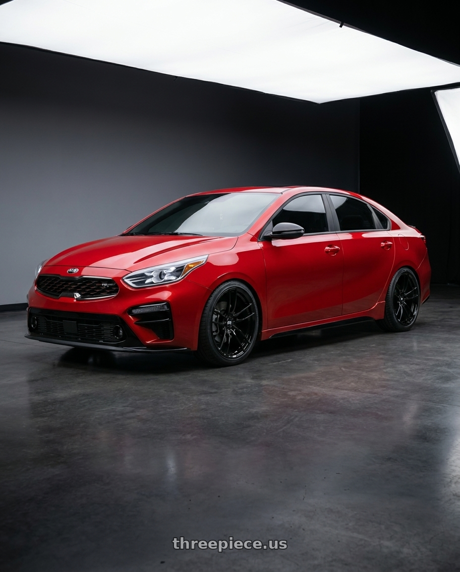 2020 KIA FORTE GT with P51 Wheels 101RF 5X114.3 20x10 +35 Gloss Black wheels