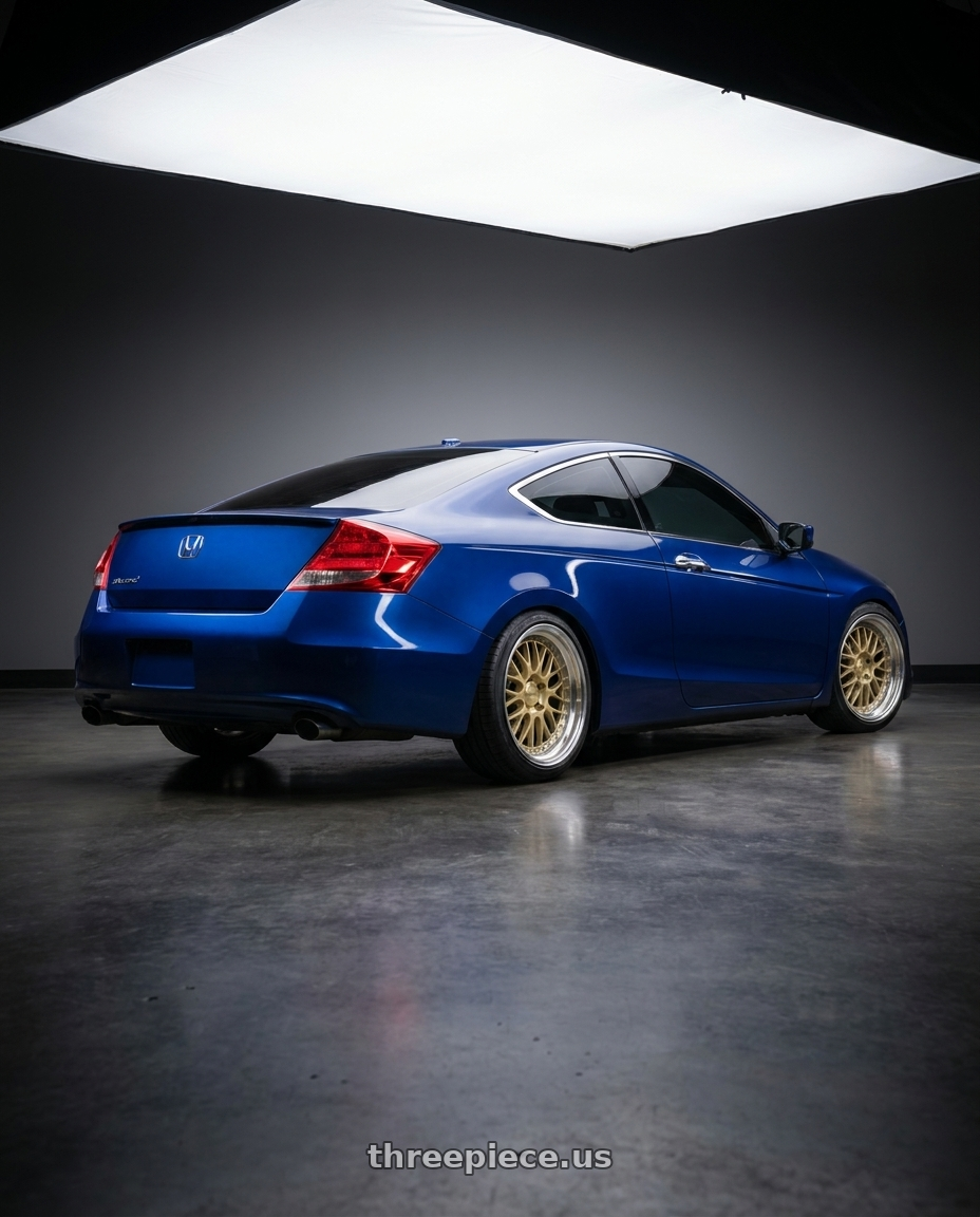 2012 Honda accord coupe EX-L with Work Brombacher Mesh wheels rear three quarter view square tires