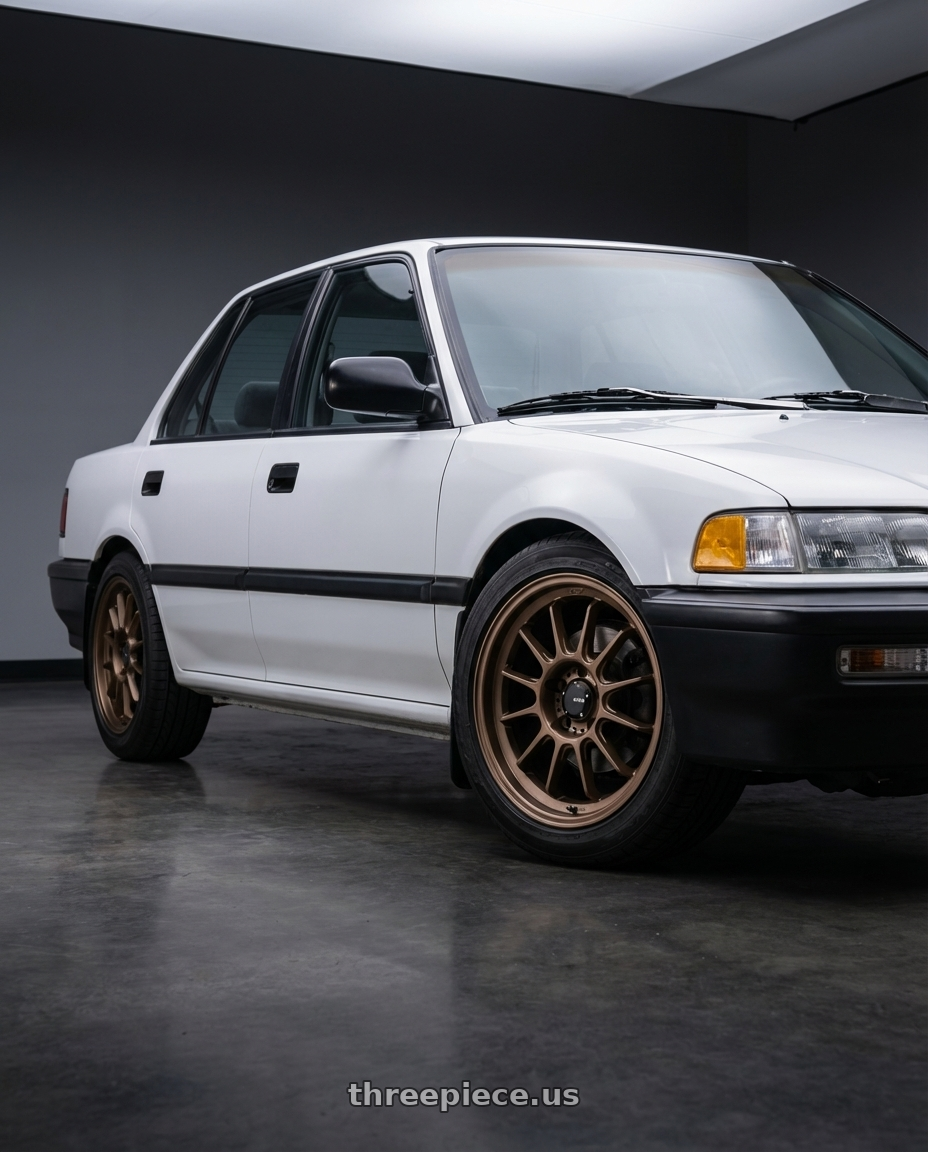 1988 Honda Civic DX Sage with Konig Hypergram 5x114.3 16x7.5+38 Race Bronze wheels