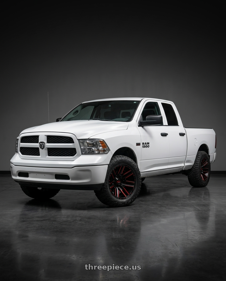 2016 Ram 1500 with Moto Metal MO978 RAZOR 5X139.7 20X10 -24 SATIN  BLACK MACHINED RED TINT wheels
