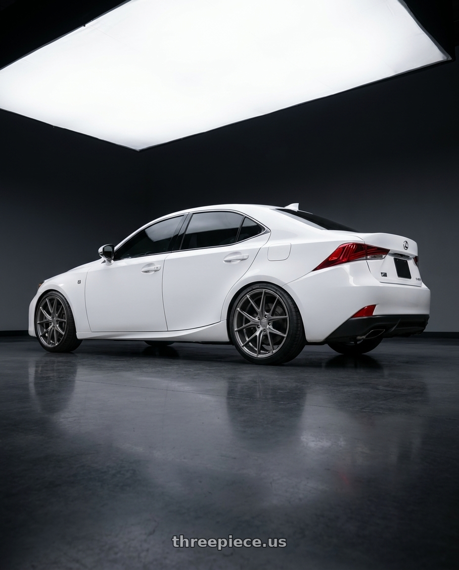 2018 Lexus IS 350 F Sport with Niche 1PC M116 MISANO 5X114.3 19X9.5 +35 MATTE GUN METAL wheels rear three quarter view square tires