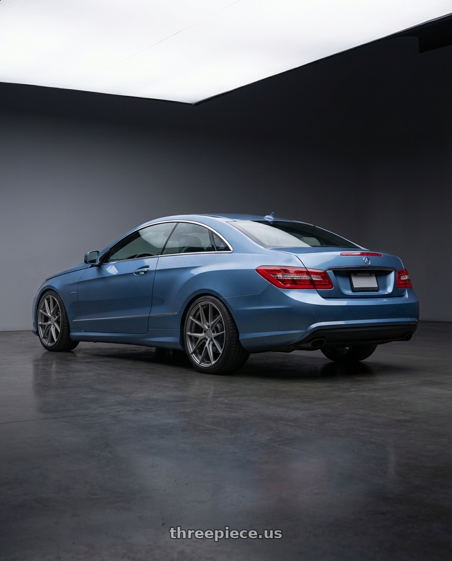 2014 Mercedes-Benz E-Class Coupe C207 with Niche 1PC M116 MISANO 5X112 19X8.5 +25 MATTE GUN METAL wheels rear three quarter view square tires