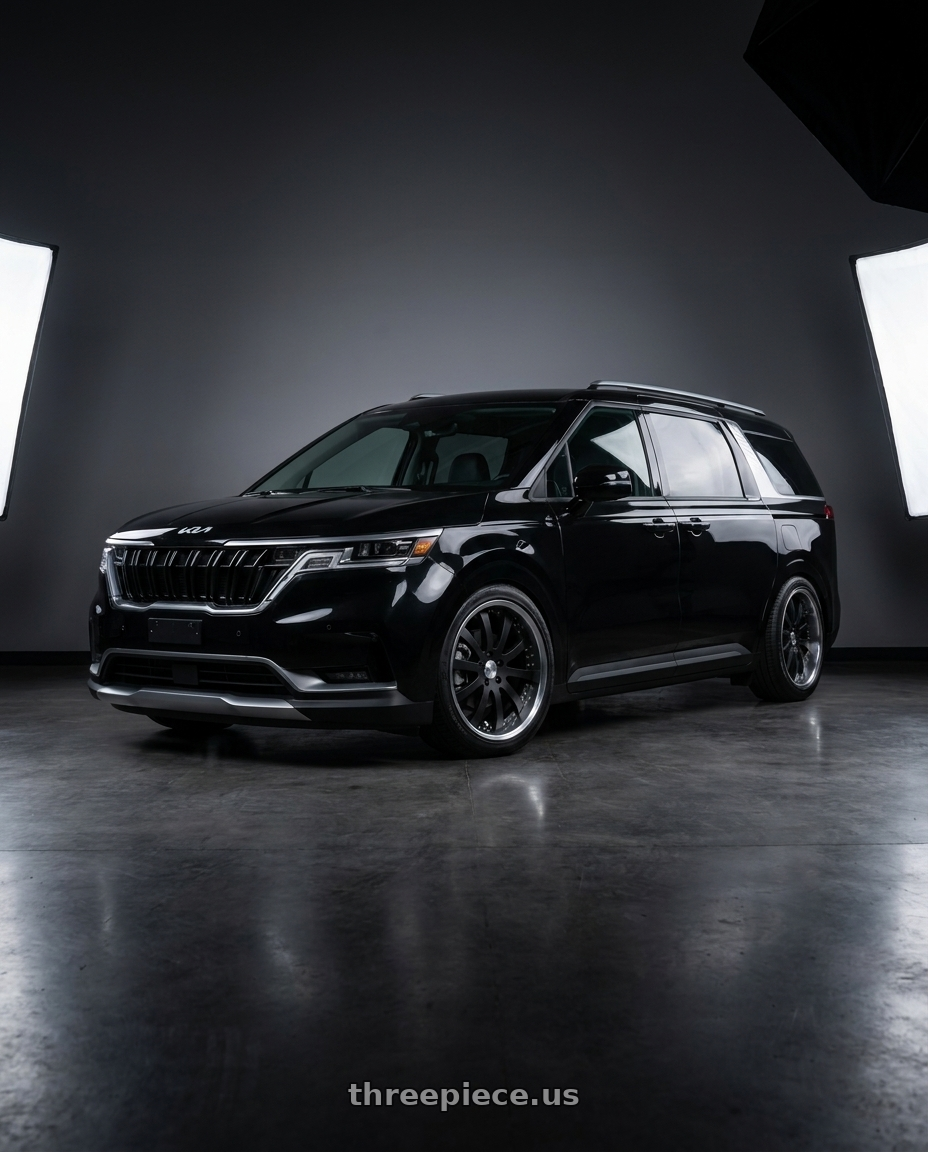 2025 Kia carnival with Work Equip E10 5x114.3 20x14+-5 a disk Black Anodized wheels