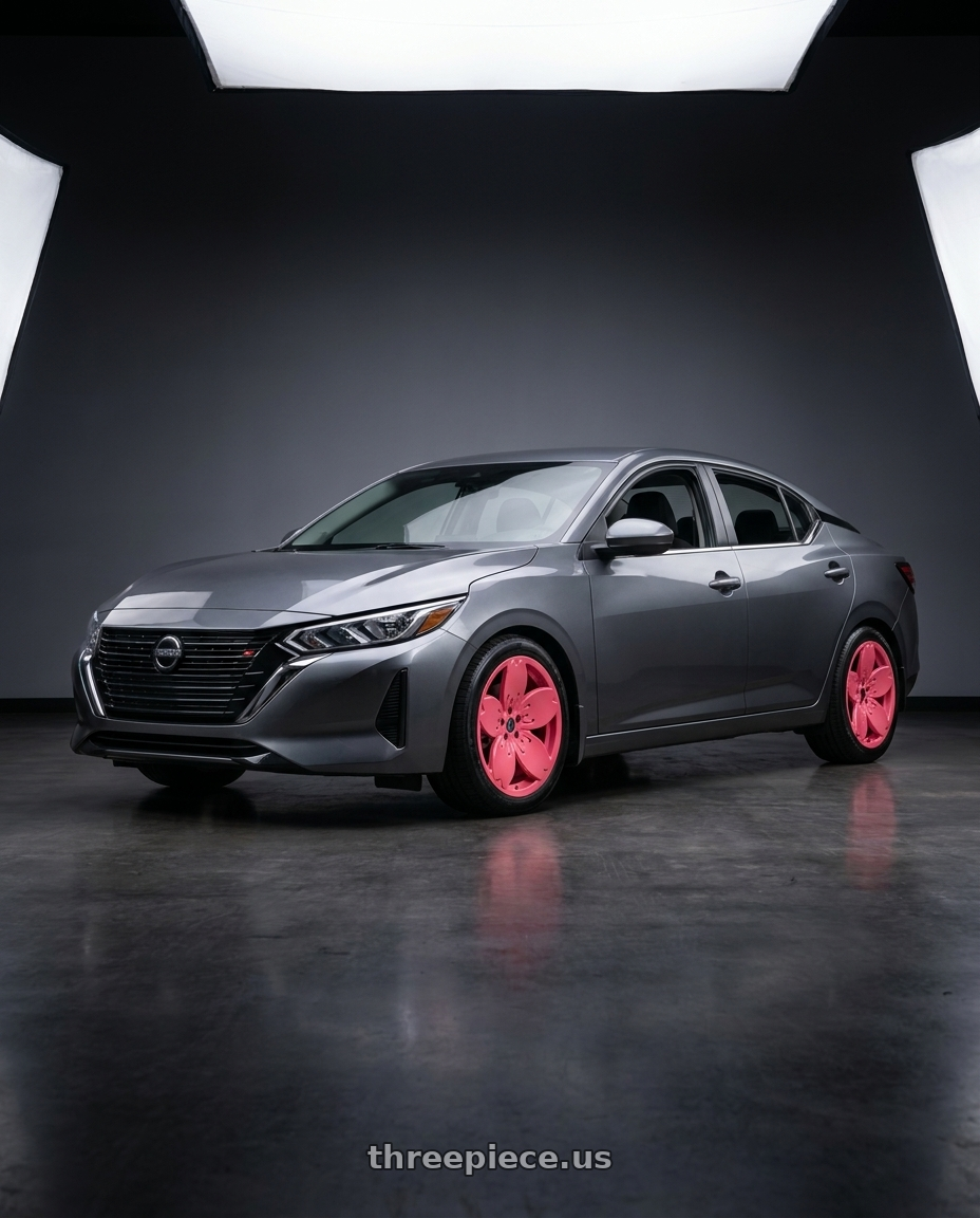 2025 Nissan Sentra S Base with Heritage Wheel Sakura MonoC 5x114.3 18x8.5 +35 Pink wheels