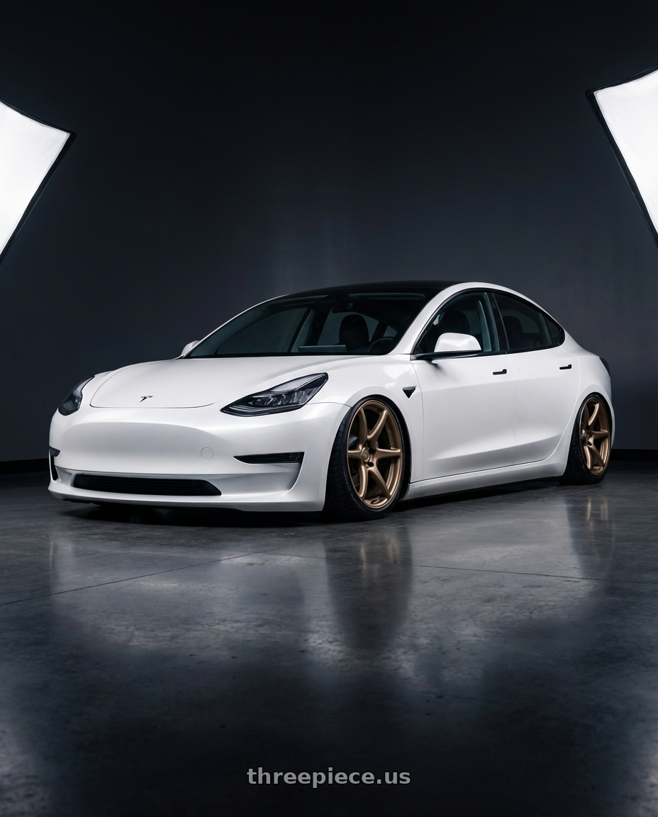 2023 Tesla Model 3 with Kansei K11B Tandem 5x114.3 19x10.5 22 Bronze wheels