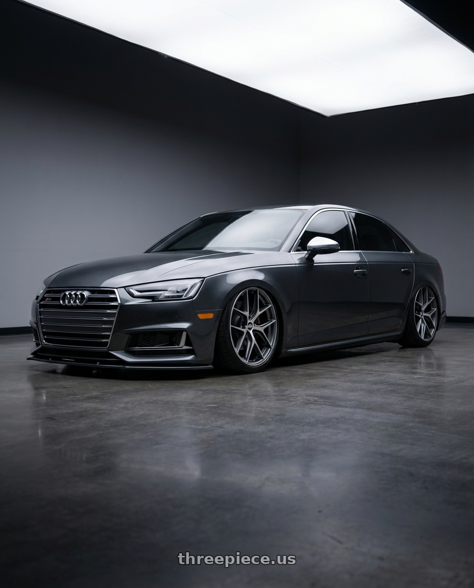 2023 Audi S4 B9 with BBS CC-R 5x112 20x9.0+25 Graphite w/ Diamond Cut Face wheels front three quarter view stanced stance