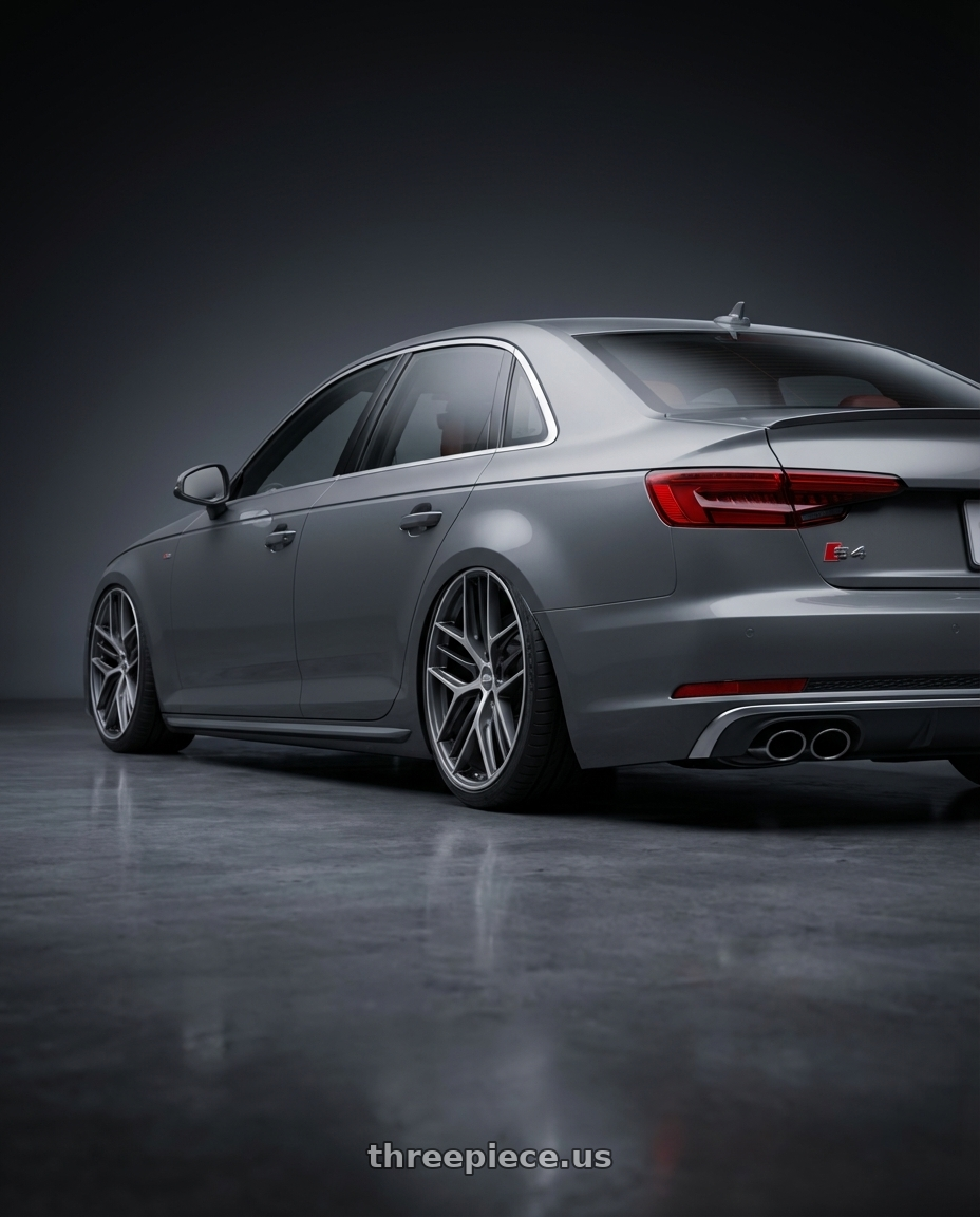 2023 Audi S4 B9 with BBS CC-R 5x112 20x9.0+25 Graphite w/ Diamond Cut Face wheels rear three quarter view slight stretch tires