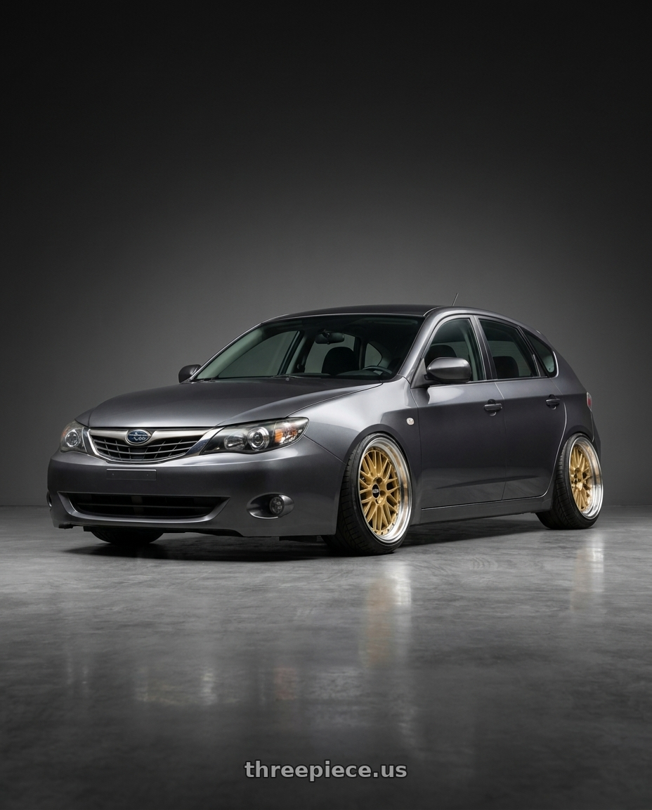 2008 subaru impreza 2 0 with BBS LM 5x114.3 17x7.5+38 Gold wheels