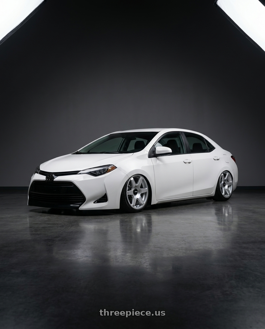 2018 Toyota Corolla White with Rotiform 1PC R114 SIX 5X100/5X112 19X8.5 +35 GLOSS SILVER wheels