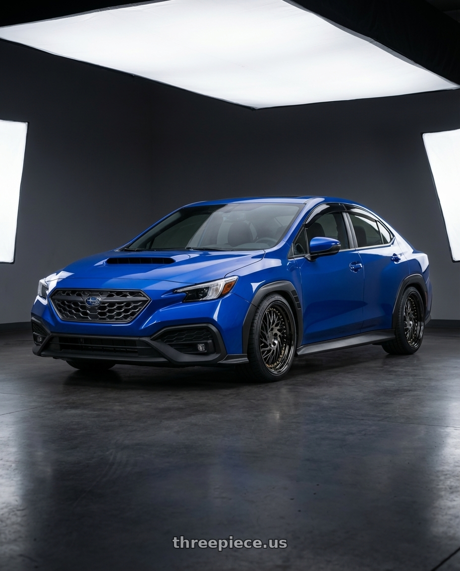 2024 Subaru WRX with Aodhan DS03 5x114.3 18x9.5 +30 Black Vacuum w/ Gold Rivets wheels