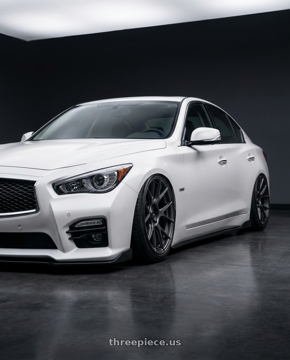 2020 Infiniti Q50 with Konig Ampliform 5x114.3 20x8.5+43 Dark Metallic Graphite wheels